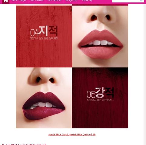 Son lì BbiA Last Lipstick Hàn Quốc vỏ đỏ và vỏ xanh - Hình ảnh 4