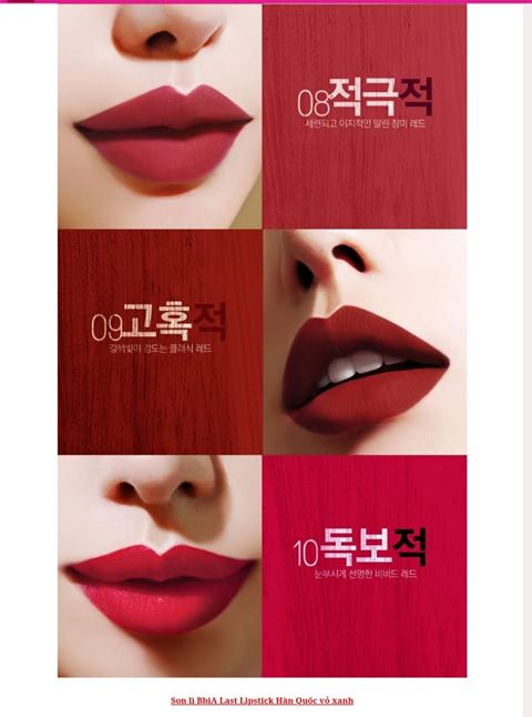 Son lì BbiA Last Lipstick Hàn Quốc vỏ đỏ và vỏ xanh - Hình ảnh 5